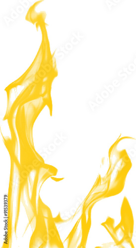 yellow flame from small dots isolated on white