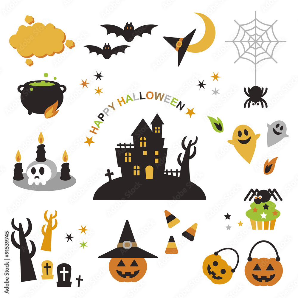 Halloween elements with white background
