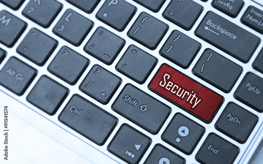 Red security button on the keyboard Red security button on the keyboard