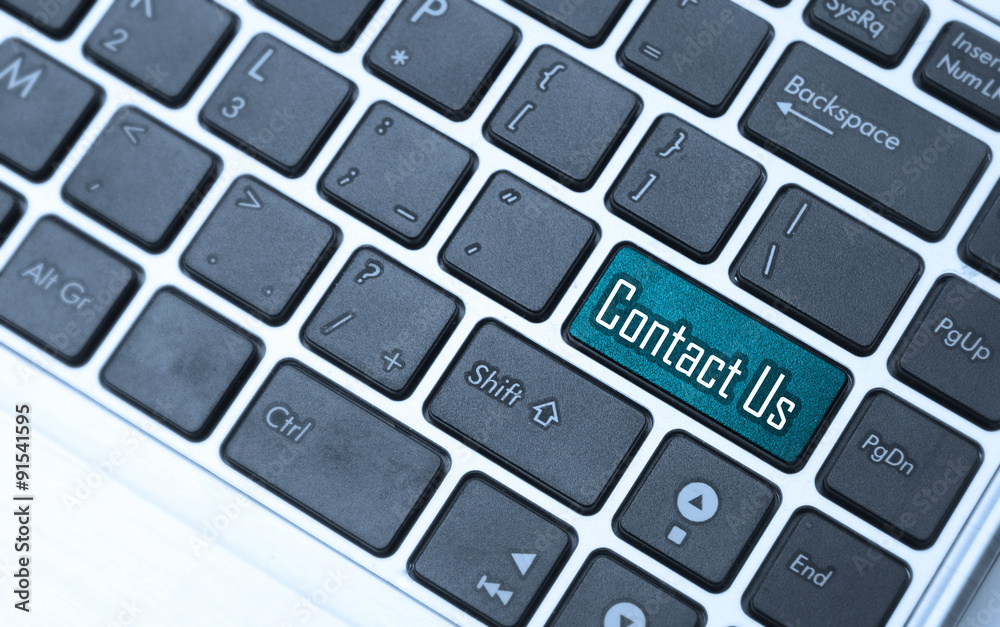 A 'contact us' message on keyboard, internet or online contact t A 'contact us' message on keyboard, internet or online contact t