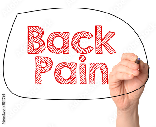 hand-written word Back Pain on a white background in a circle photo