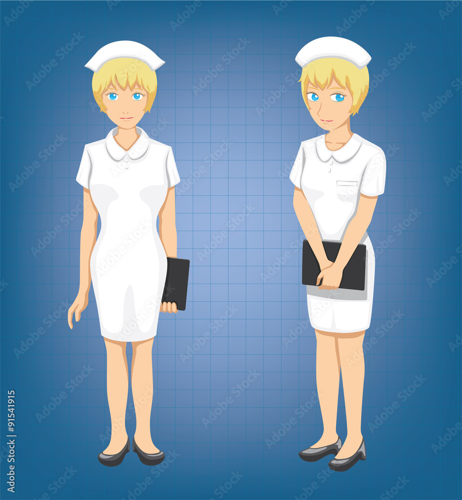 Blonde Nurse Full Body Poses Cartoon Vector Illustration Blonde Nurse Full Body Poses Cartoon Vector Illustration