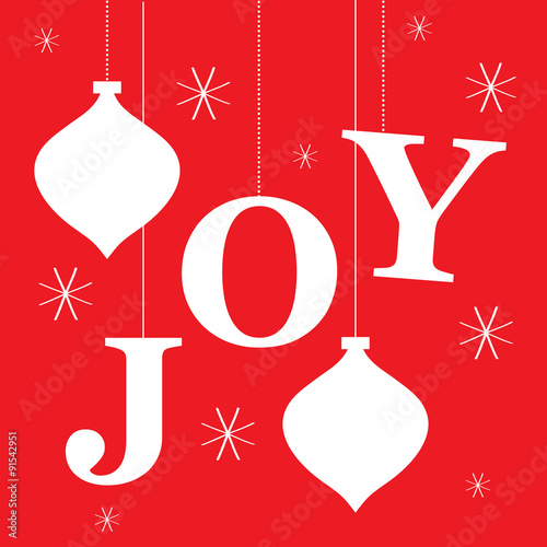 christmas joy with red color and baubles design suitable for your personal greeting card or christmas invitation