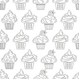Cupcakes - seamless pattern