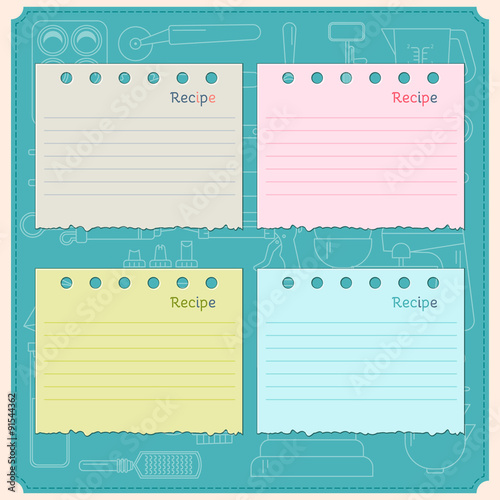 Meal recipe template vector design with food icons and elements