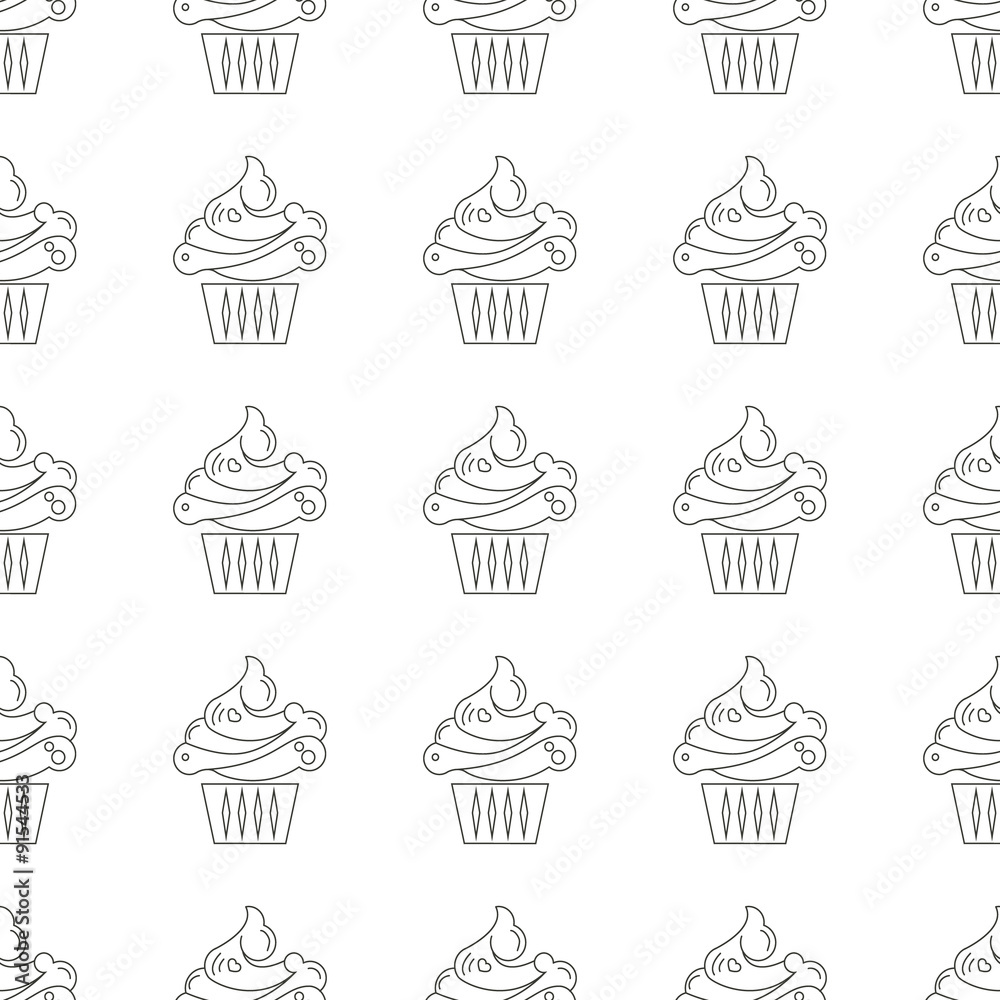 Seamless sweet cupcake pattern in vector Seamless sweet cupcake pattern in vector