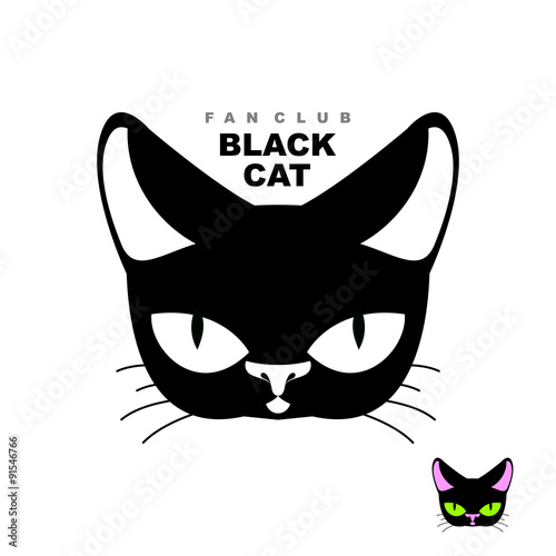 Black cat fan club. Logo for cat lovers or cat store. Vector emb