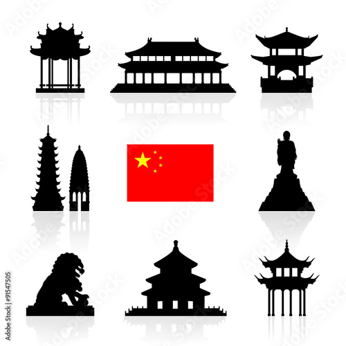 China Landmarks Icon Set.