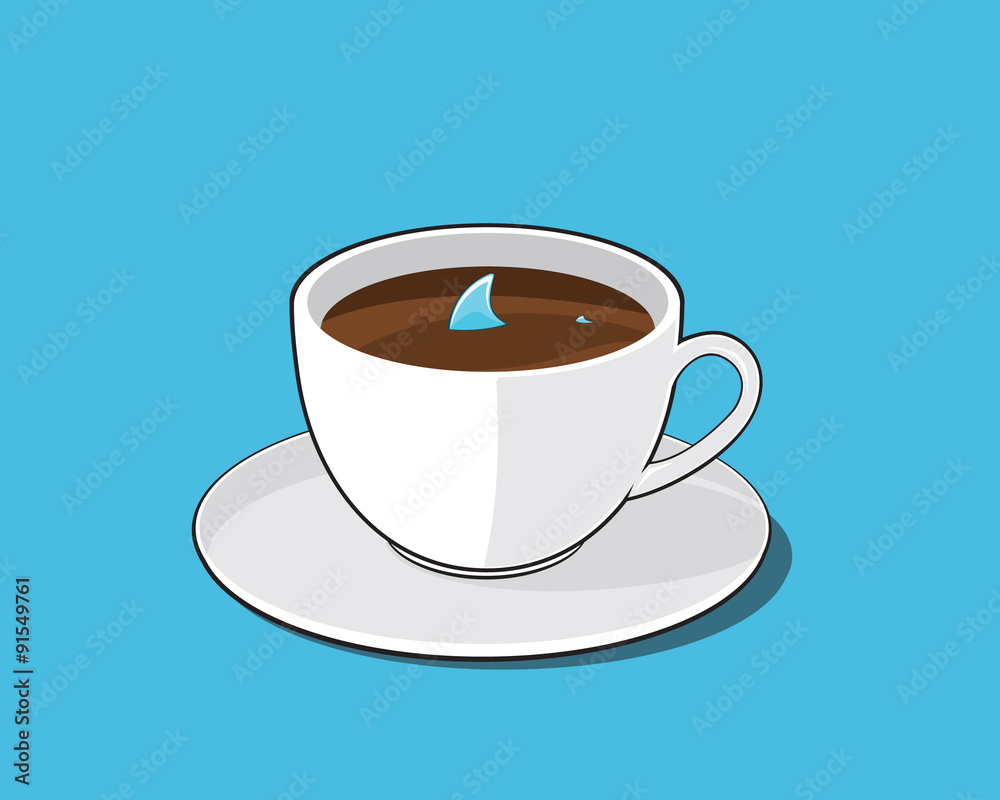 Cup of coffee with shark inside