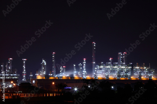 Industrial Petrochemical landscape at night Rayong