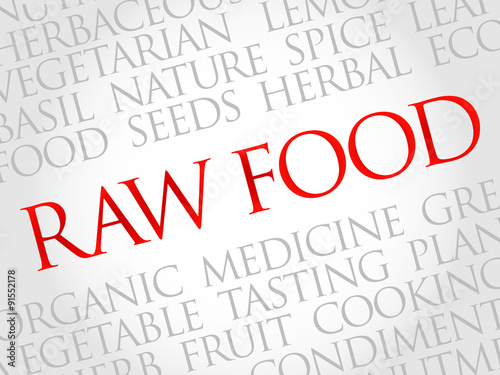 RAW FOOD word cloud, health concept