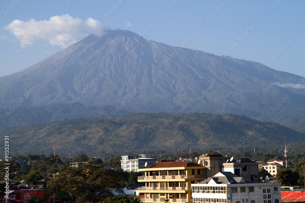 arusha landscape with the mount meru in the background