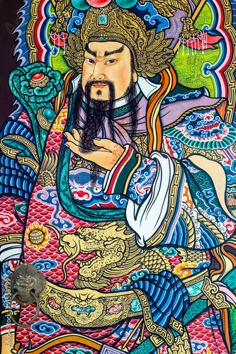 Guan Yu deva [God of honor] paint fine art on the door of chines