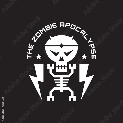 The zombie apocalypse - vector badge concept illustration for t-shirt, poster etc. Skeleton, skull minimal illustration. Design element.