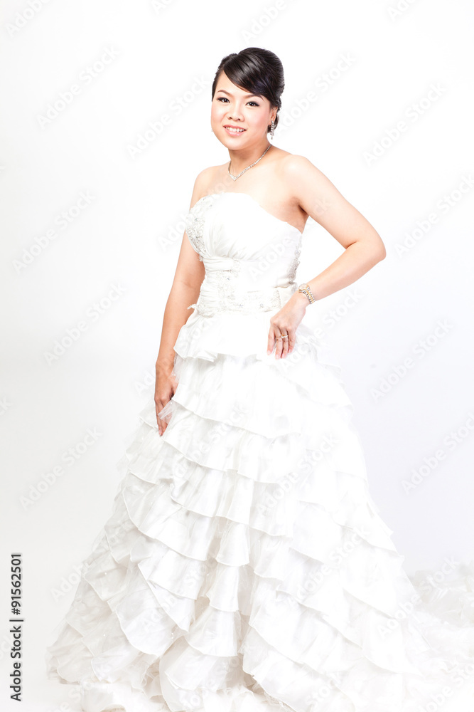 bride is shopping the white background.