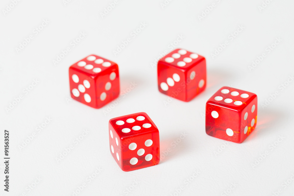 Game red dices isolated white with max result Game red dices isolated white with max result