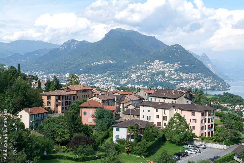 Houses at the old village of Certenago over Lugano