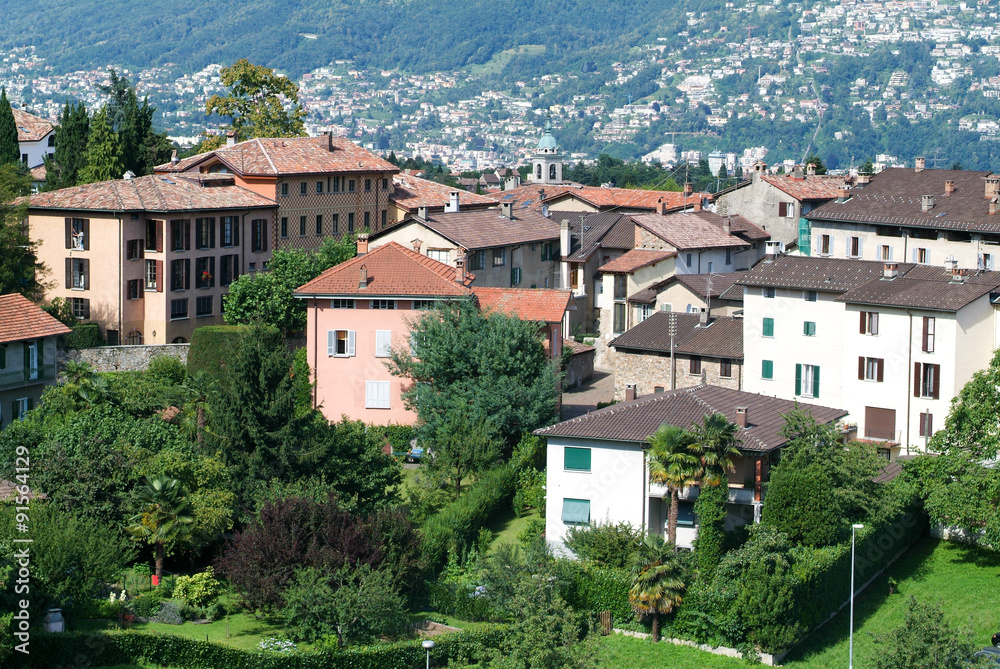 Houses at the old village of Certenago over Lugano