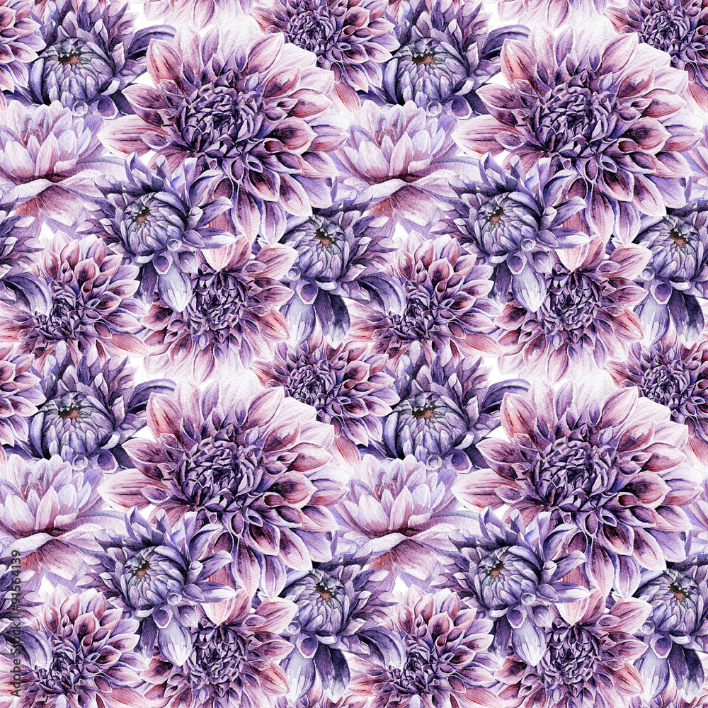 Seamless pattern with lilac dahlia.