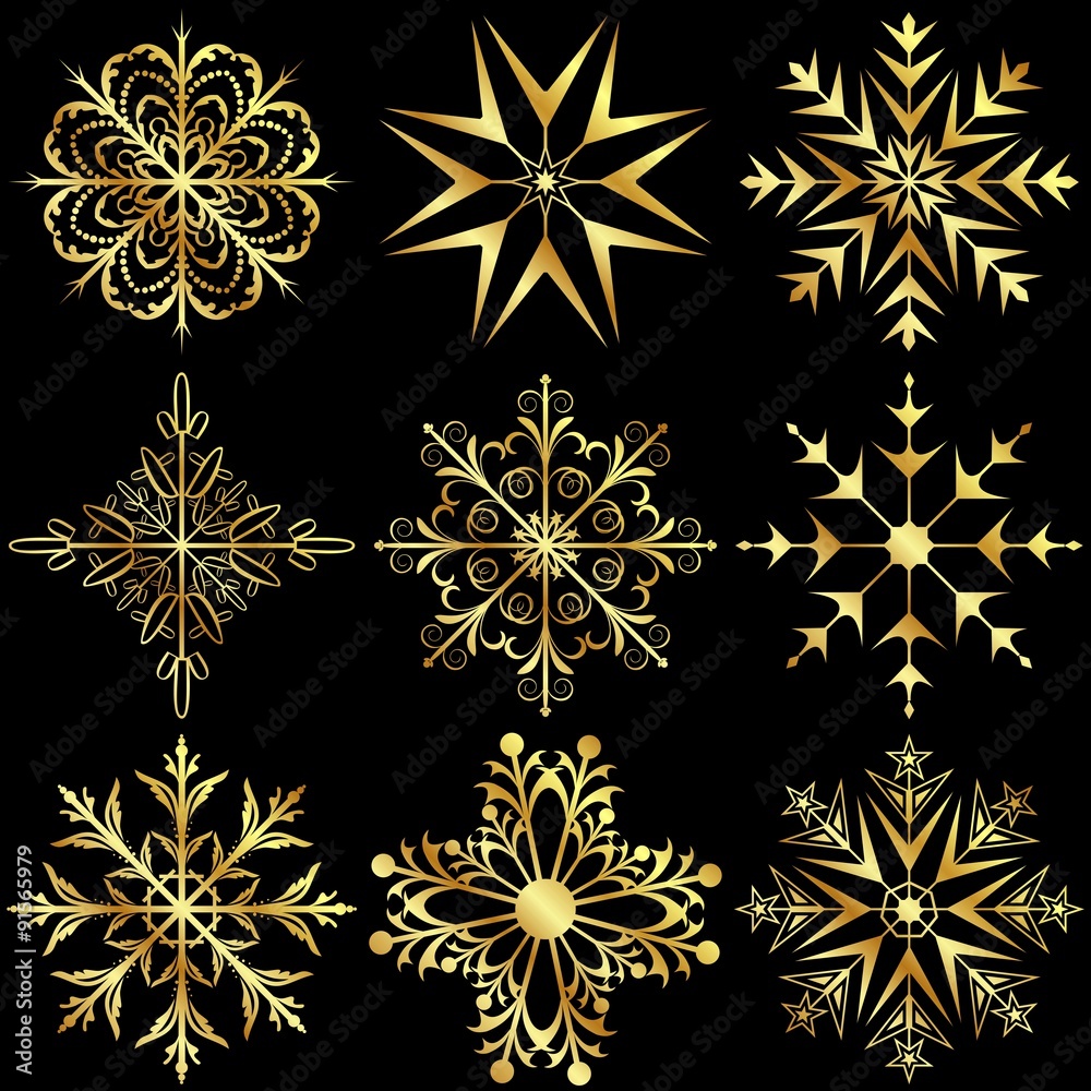 set large gold snowflakes set large gold snowflakes