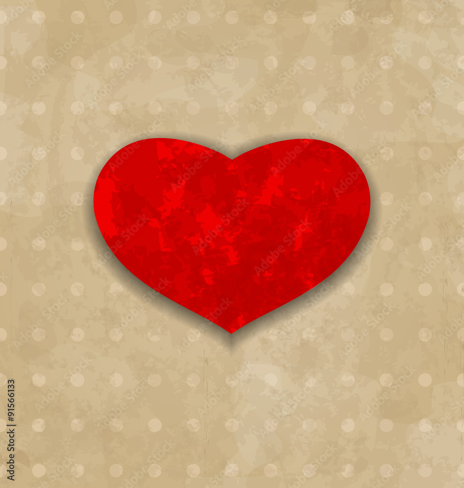 Red grunge heart for Valentine Day