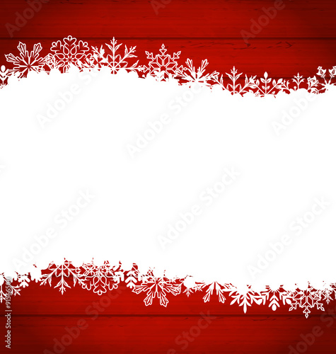 Christmas frame made of snowflakes with copy space for your text