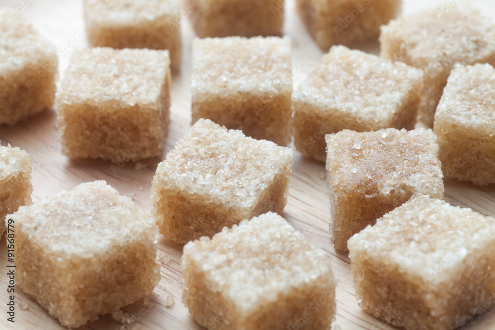 Cubes of cane sugar, Close-up. Cubes of cane sugar, Close-up.