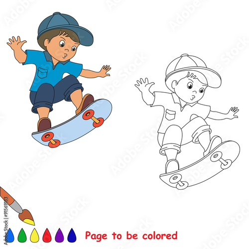 Skateboarding. One baby boy skater on skate.