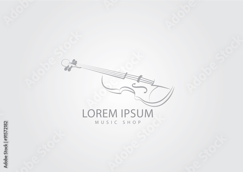 Vector violin logo.violin line swirly art logo vector template