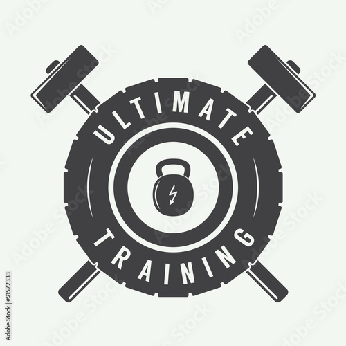 Gym logo, label and or badge vintage style.