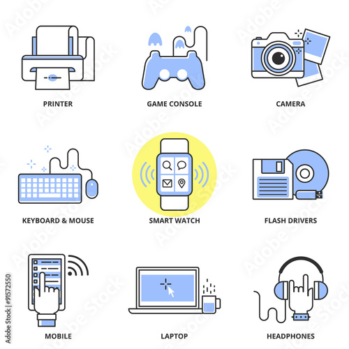 Modern devices vector icons set