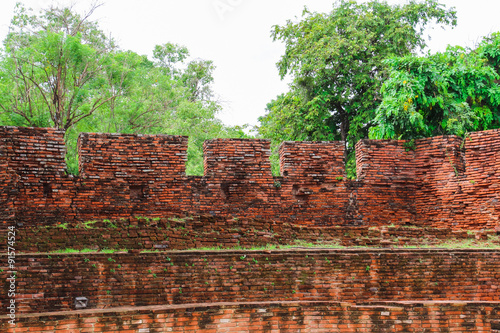 Old wells at Ayutthaya historical park in Thailand. photo