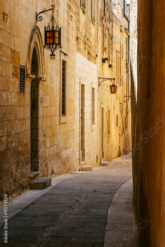 Ancient narrow maltese street in Mdina © deniskarpenkov