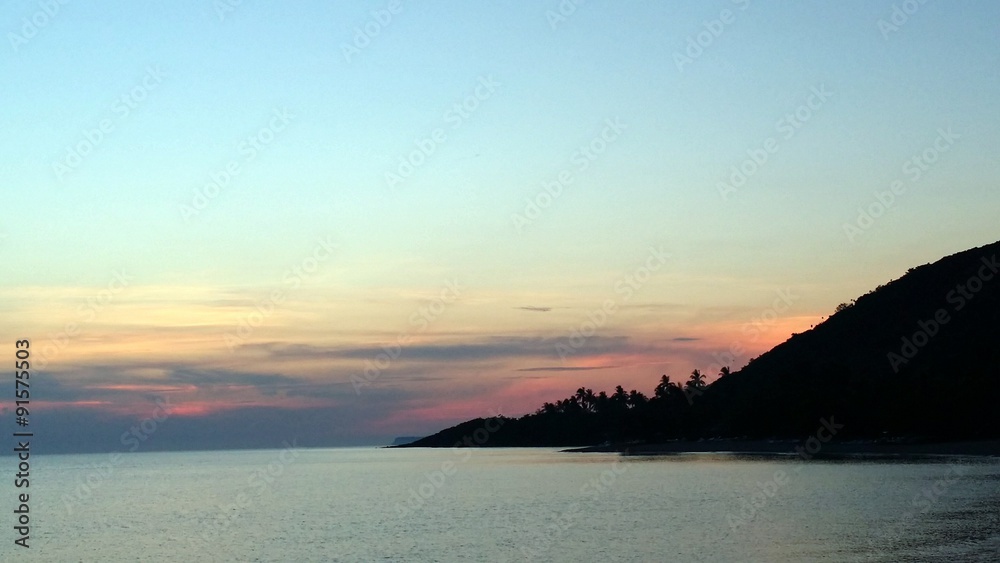 Sunrise on Atlantic ocean island