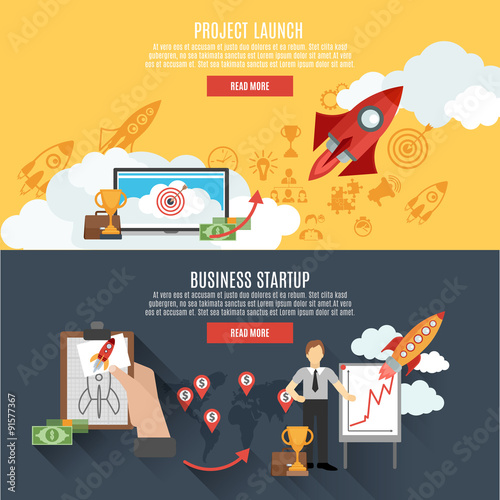 Rocket launch banners interactive webpage design