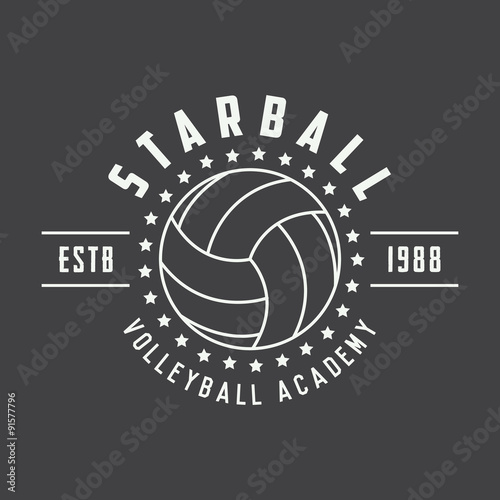 Vintage volleyball label, emblem or logo.