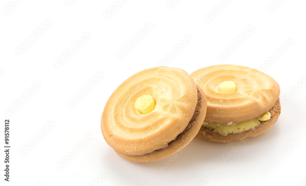 cookie biscuit with cream on white cookie biscuit with cream on white