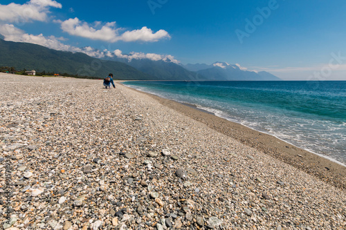 Stone beach Chihsingtan Beach, Hualien, Taiwan photo