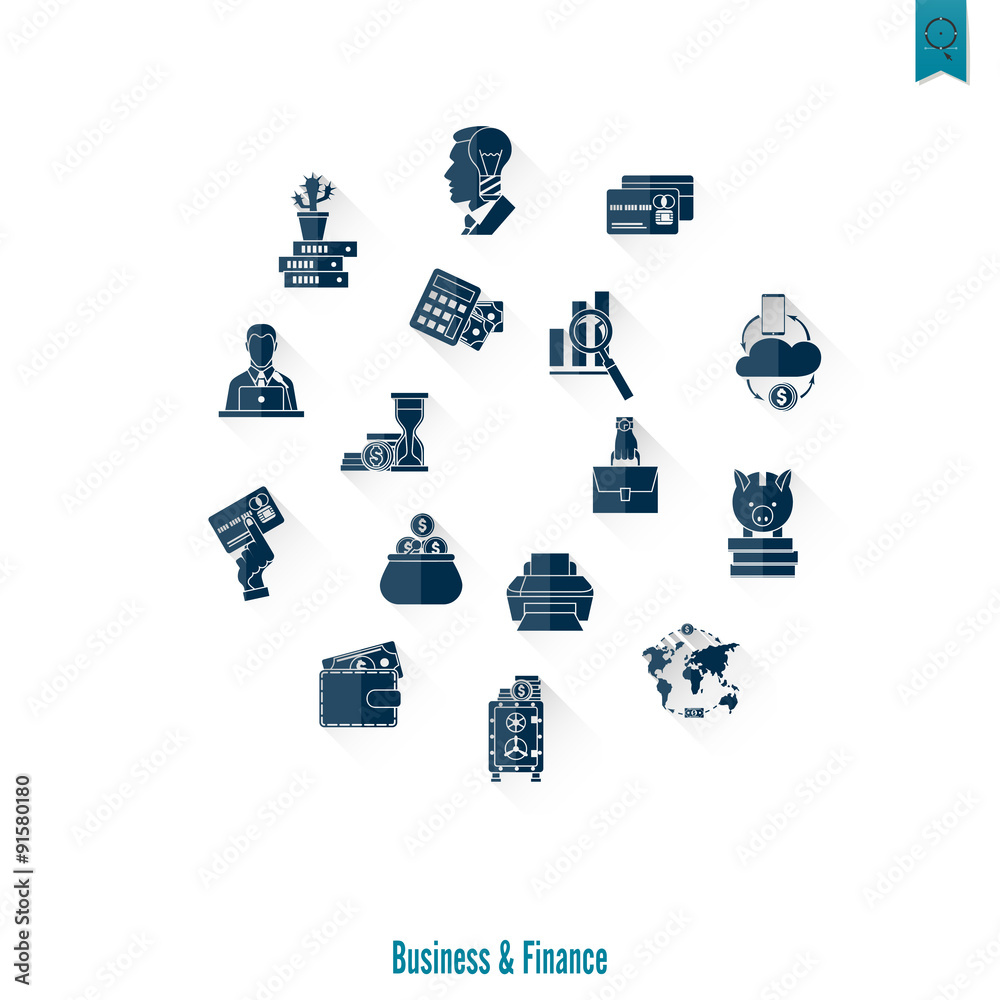 Fototapeta premium Business and Finance Icon Set