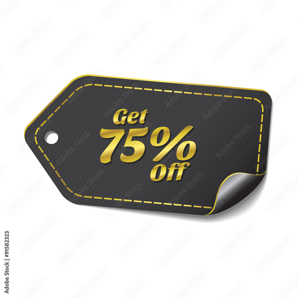 Get 75 Percent golden Vector Icon Design