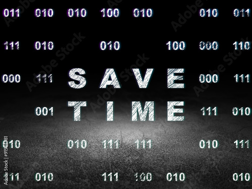 Timeline concept: Save Time in grunge dark room