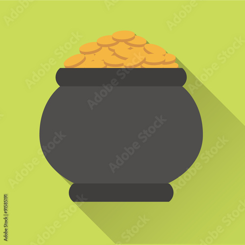 St. patricks day. Pot of gold 3d in flat design style. Vector il