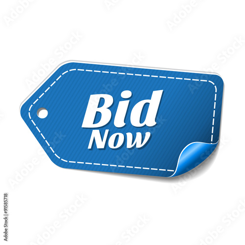 Bid Now Blue Vector Icon Design