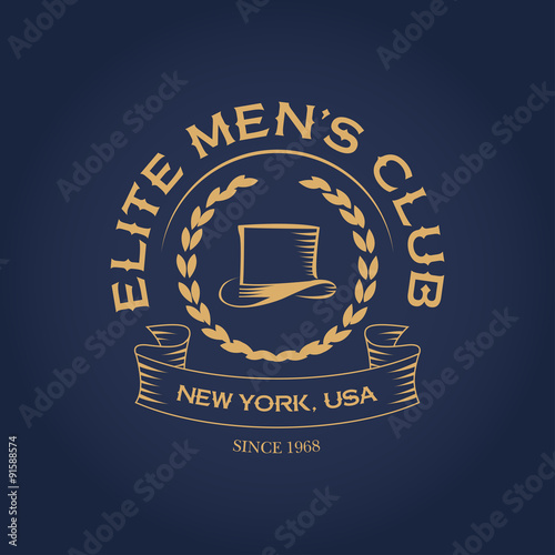 Elite men's club apparel vintage t shirt fashion design, logotype template, men's hat graphic, typographic art. Wall Decor.