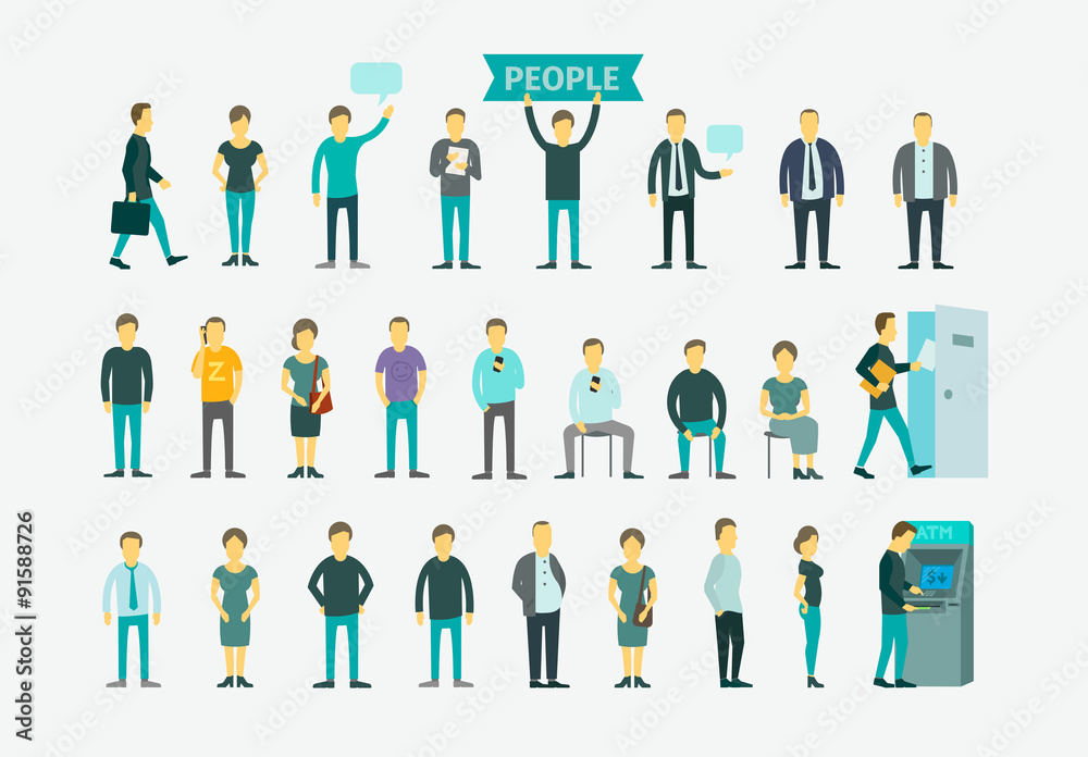Set with people flat conception vector illustration Set with people flat conception vector illustration