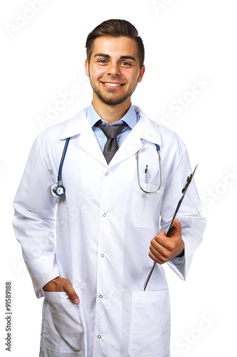 Male doctor with folder iso...
