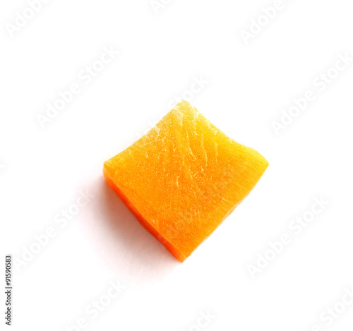 Diced carrot isolated on white