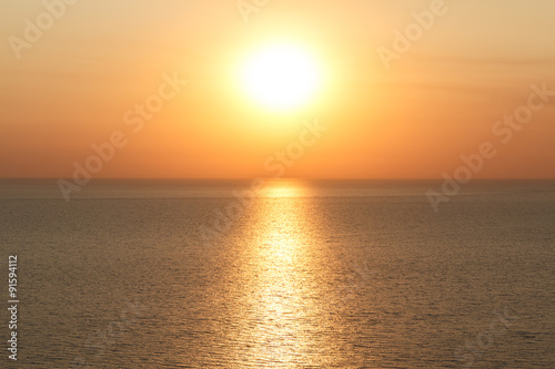 Golden sunset at the sea, summer romance. South resort. © crazykuzya