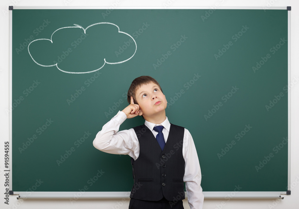 boy with painted cloud having idea