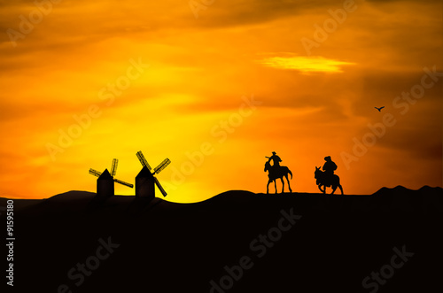 Illustration of Don Quixote and Sancho Panza